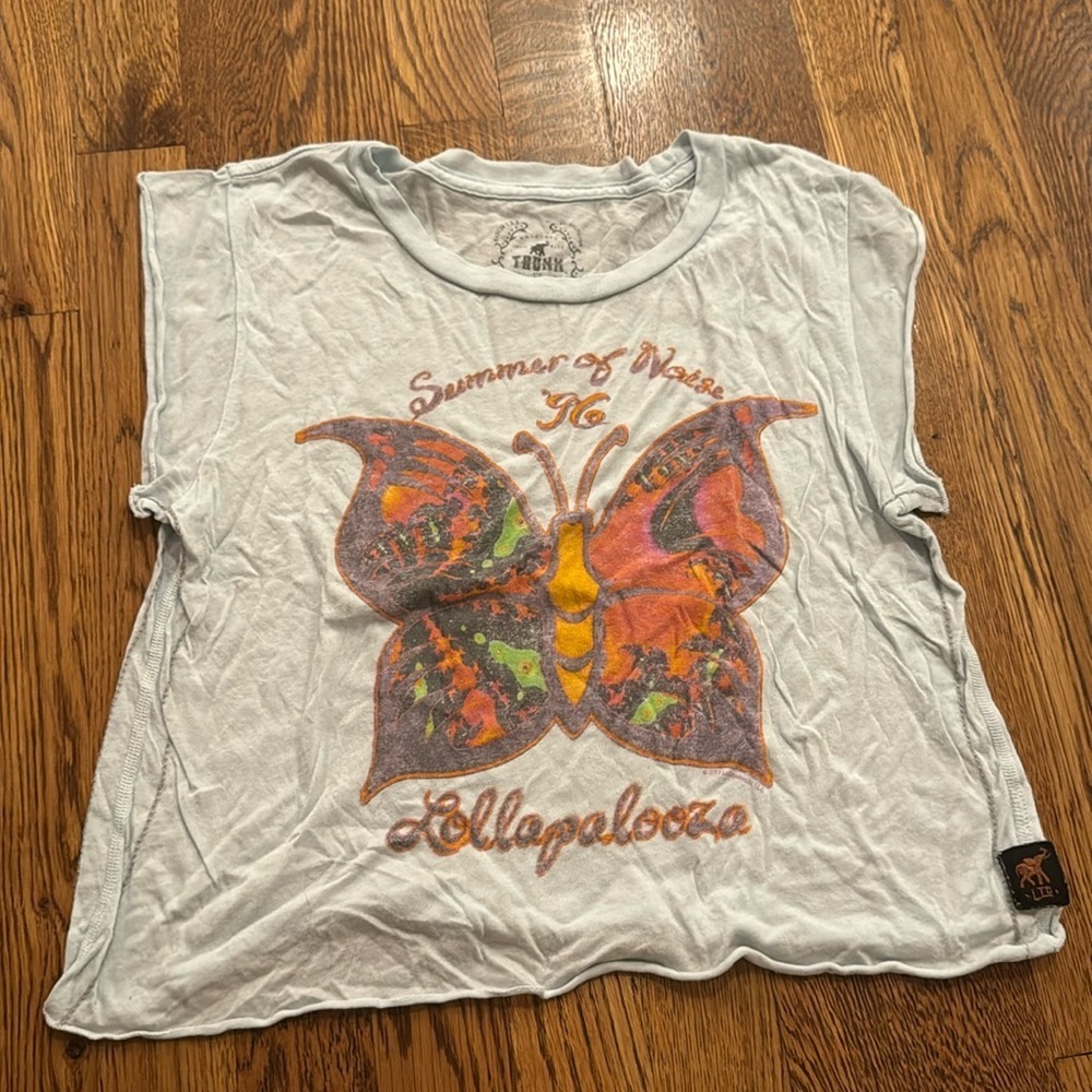 Trunk Ltd White Short Sleeve Tee with Multicolor Butterfly Graphic